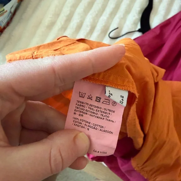 PINKO Aggie Colorblock Pink and Orange Tiered Dress - Picture 9 of 10